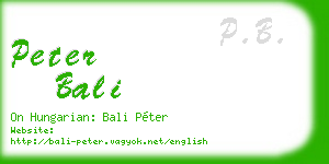 peter bali business card
